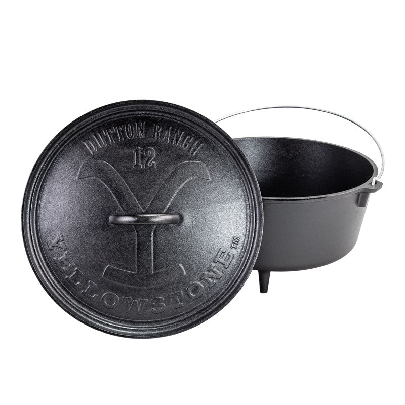 Yellowstone? 12 Inch / 8 Quart Seasoned Cast Iron Deep Camp Dutch Oven - Image 2