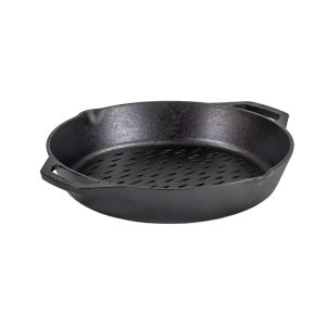 12 Inch Seasoned Cast Iron Dual Handle Grilling Basket