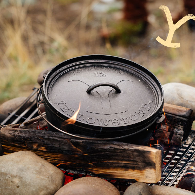 Yellowstone? 12 Inch / 8 Quart Seasoned Cast Iron Deep Camp Dutch Oven - Image 3