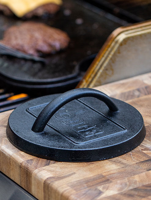 6.25 Inch Seasoned Cast Iron Burger Press - Image 3