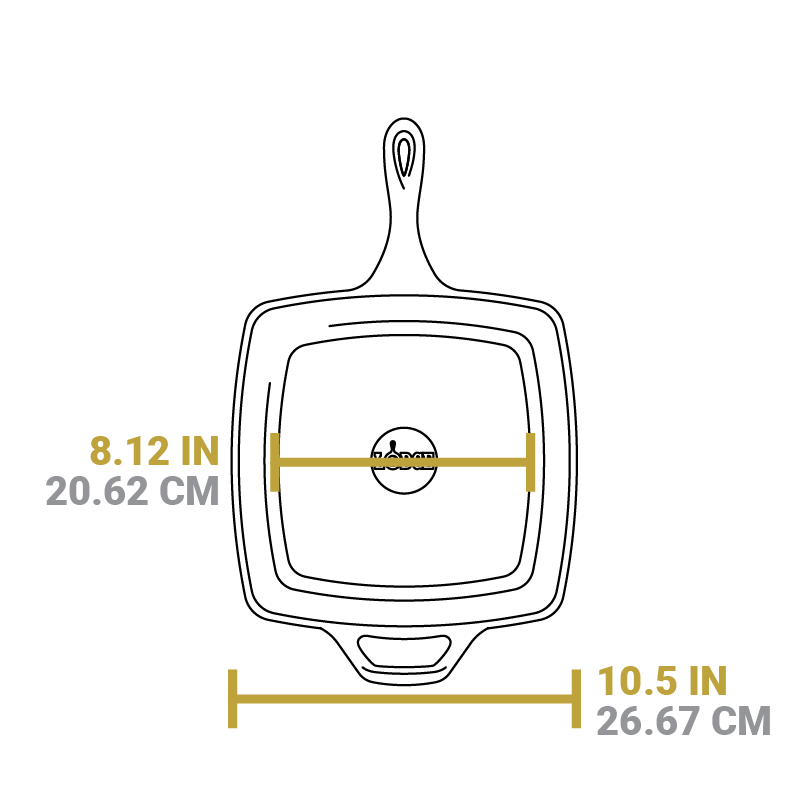 10.5 Inch Square Cast Iron Grill Pan - Image 6