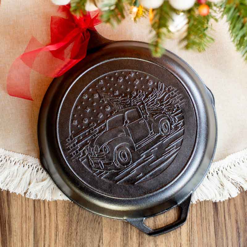10.25 Inch Seasoned Cast Iron Holiday Truck Skillet - Image 4