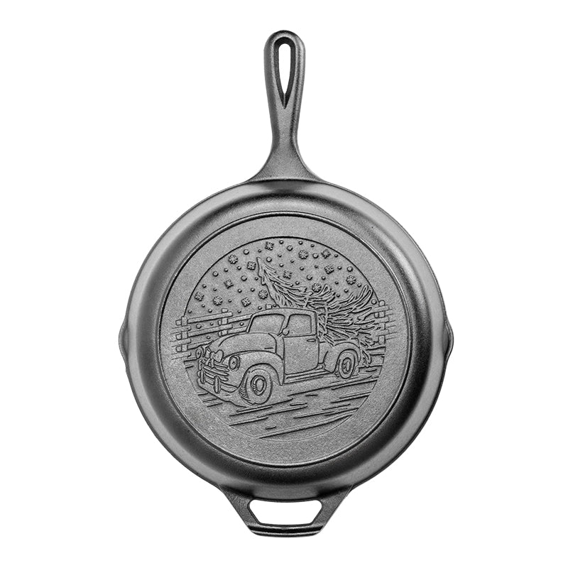 10.25 Inch Seasoned Cast Iron Holiday Truck Skillet - Image 8
