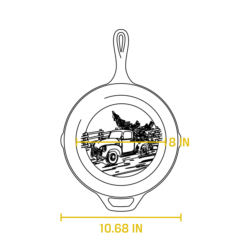 10.25 Inch Seasoned Cast Iron Holiday Truck Skillet - Image 6